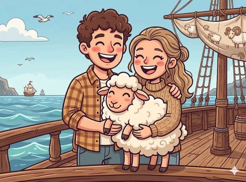 Two humans and a sheep — the Sheepit founders